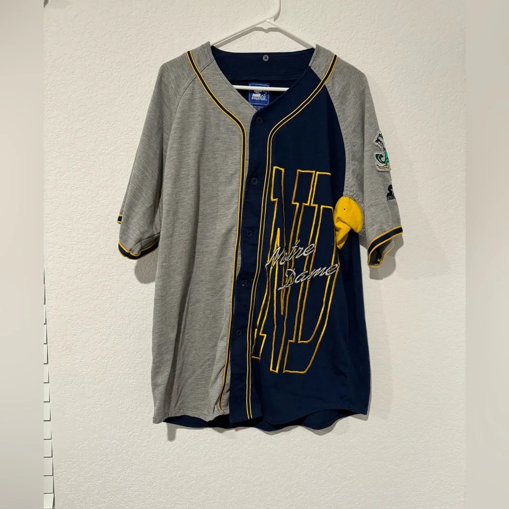 Mens Vintage Starter Notre Dame Fighting Irish button up